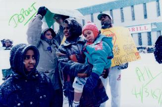 Supporters of Jackie Jenkins outside an immigration centre