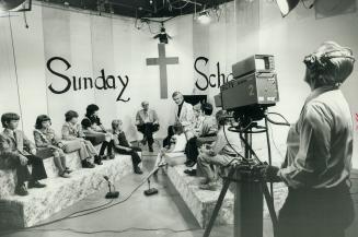 A class from Peoples Church prepares to tape a segment of the new Sunday School television program