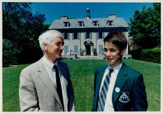Growing tradition: Crescent School Headmaster John Tansey, left, and student Jeff Barton, enjoy a chat on the grounds