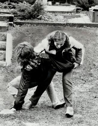 Donna plese demonstrates two method of overpowering attacker Glen Miller