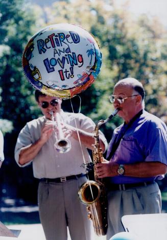 Sizzling: Carlo Vanini (left) and Roger Stein of The Harry Thornton and the Hot Four (or Five) band blew the socks off seniors signing up for Ryerson courses
