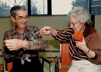 Pets and seniors are fast friends, John Cowan and Isobel Vincent of the Cedarbrook Lodge Seniors Home are enjoying the company of a visiting cat. The (...)