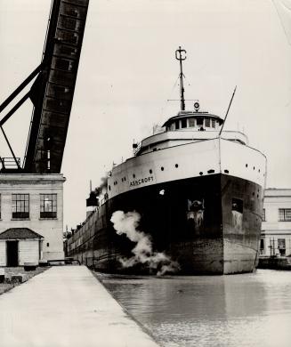 Earliest peace time opening in history of the Welland ship canal is expected to bring a navigation season equalling the war's heaviest. The Ashcroft is first boat in