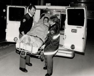 Injured Tourist: One of the Canadian travellers injured when a boat they were on overturned off the coast of Cuba is wheeled into Etobicoke General Hospital last night
