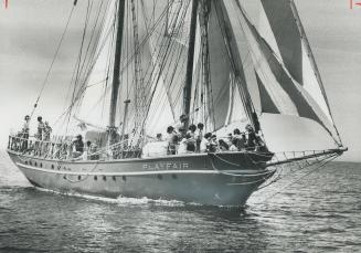 Lake Ontario beauty sails past, Under full sail, the 60-foot brigantine Playfair passes Toronto Island's Western Gap with 25 students aboard