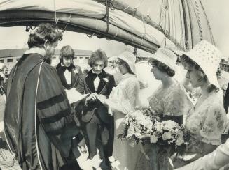 Wedding vows aboard the Bluenose II, The first wedding ever performed aboard the Bluenose II took place today while the replica of a famous racing schooner was tied up off Harborfront