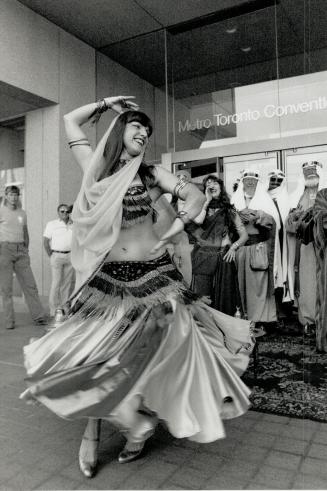 Traffic stopper: Dancer Habeeba Hobeika is centre-stage at the Metro Convention Centre yesterday as Shriners promote next week's activities