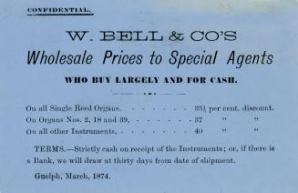 W. Bell & Co.'s Wholesale Prices