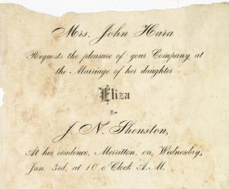 Mrs. John Hara requests the pleasure of your company at the marriage of her daughter