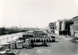 Image shows a factory yard along the canal.