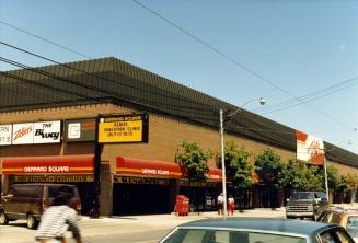 Image shows Gerrard Square mall from the street.