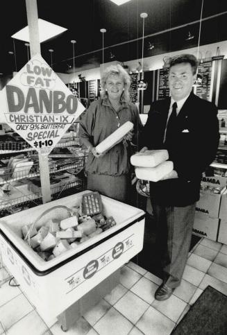Fat fighters: Knud Westergaard, right, and Danish Food Centre manager Giethe Volpe are promoting the benefits of low-fat Christian IX cheese from Denmark