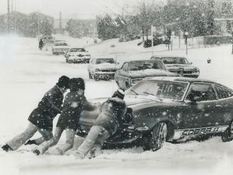 It was all for one and one for al as cars floundered on North York's Cassandra Blvd