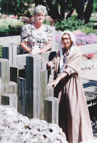 Commanding attention: Storytellers Sher Leetooze, right, and Carolyn Hart, of the 20-member Durham Folklore Society