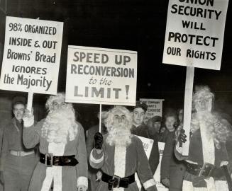 Santa claus, on the picket line gave a new twist to the picketing of the strike-bound Brown's Bread Ltd