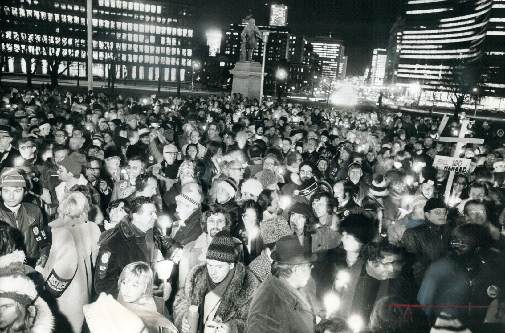 Striking teacher protest outside Queen's Park, above