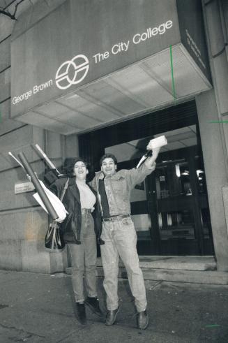 Marisa di Carlo,and Carlo Rea, return to their graphic design classes at George Brown College campus on King St