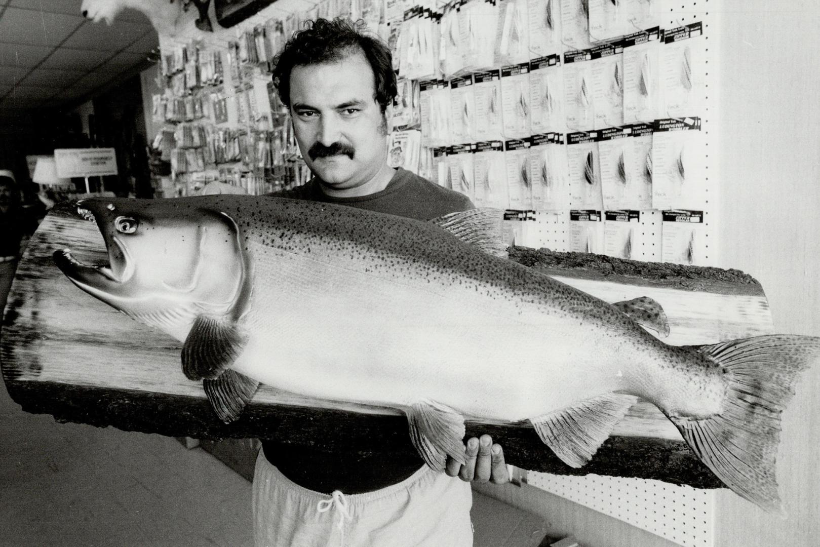 Taxidermist Charlie Attard with a big one mounted for posterity