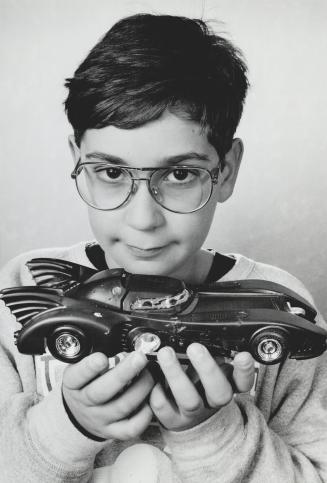 Batty for it: Jordan Goldblatt, 11, says the Batmobile Model Kit is on his Chanukah wish list