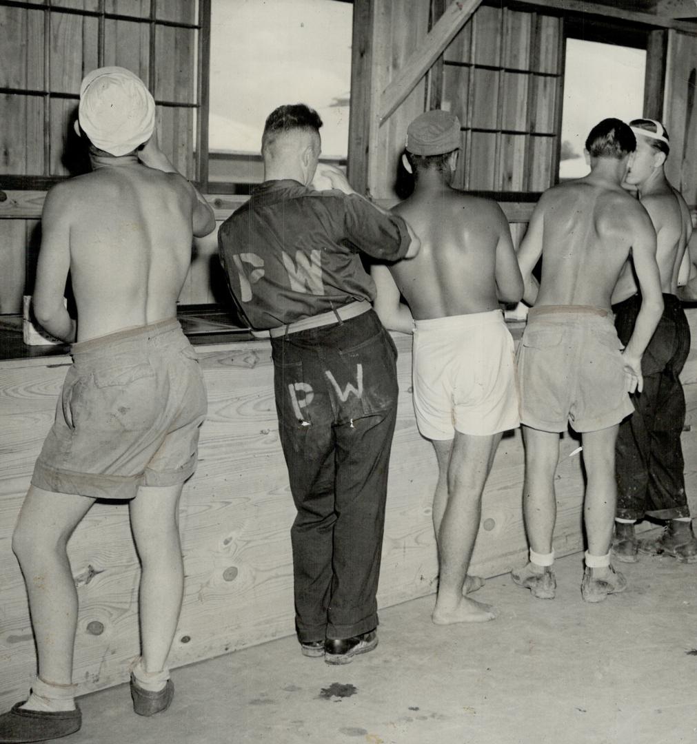 Each Prisoner is allowed $3 worth of coupons per month to buy ice cream and other refreshments in the canteen of the internment camp at Camp Chaffee, Ark