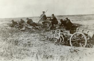 Belgians, early style with their dog drown machine gun wagonette