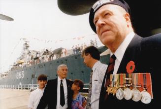 Navy Veteran Bell Dodd at HMCS Haida where D-Day plaque was unveiled