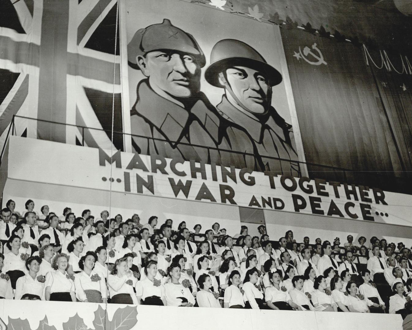 Highlights of the musical program of the Salute to Russia demonstration was the choral singing of the massed United Nations Choir located at one end o(...)