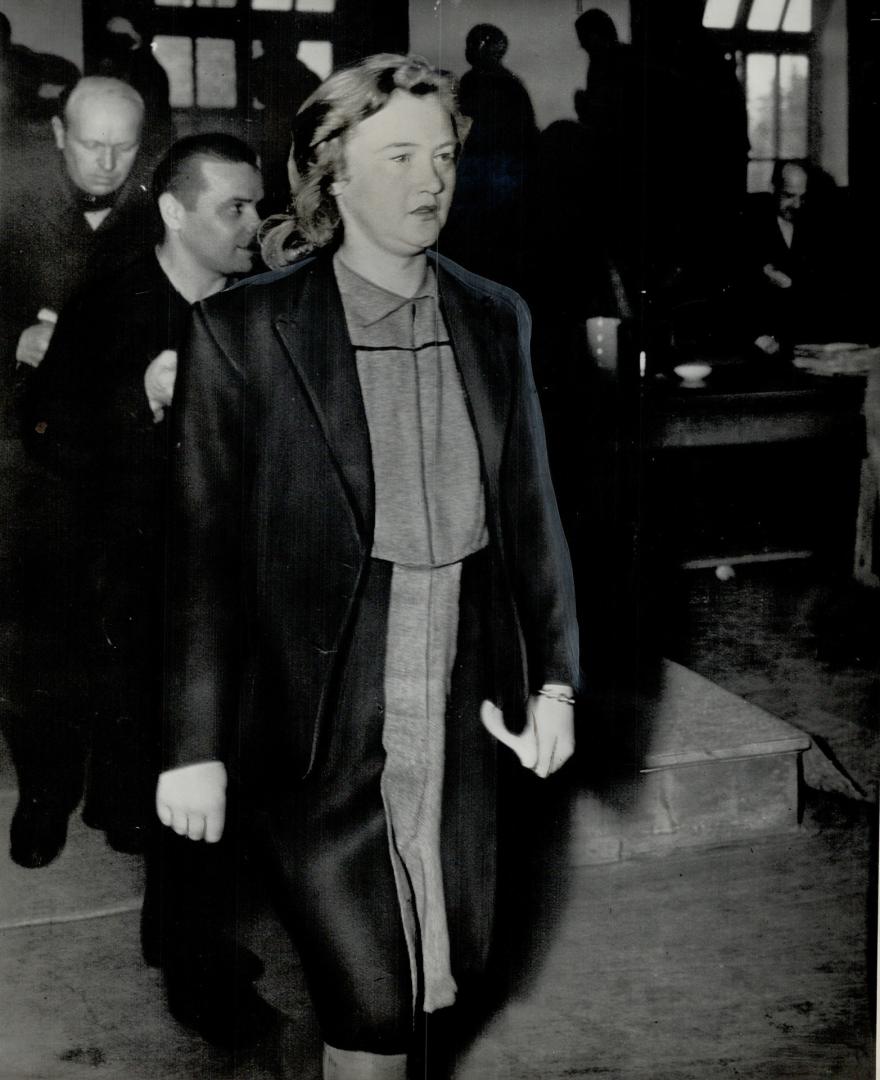 Frau Ilse Koch, styled The Witch of Buchenwalo, sentenced to life imprisonment at Dachau, Germany, today