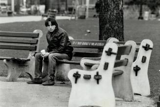 Kevin Gaudry spent 250 days last year sleeping on park benches like this one in a Toronto park