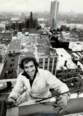 High on the Canada Life Place building at Simcoe St