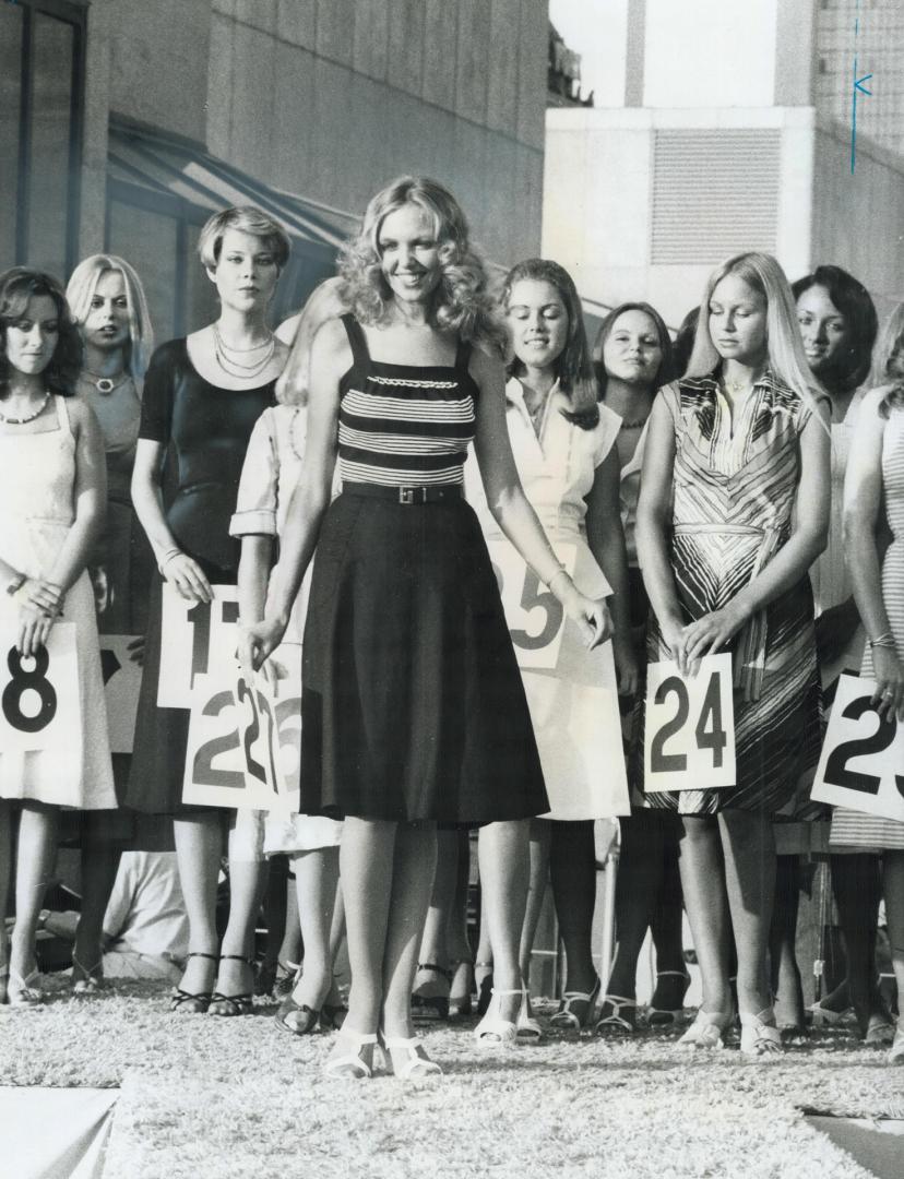 So that's what he was looking at!, The semi-final for the Miss Toronto Beauty Pageant was held yesterday at the CN Tower and the finalists were picked from 20 young women from across Metro