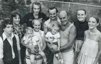 Estelle and Rene Varalo with twins David, Doug (left), Mitch, Marcel, Sandra, Sonia -- plus grandson twins Robin, Jeremy