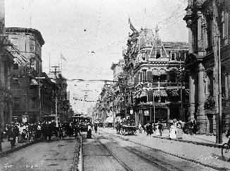 King Street East, looking east from west of Yonge Street, Toronto, Ontario