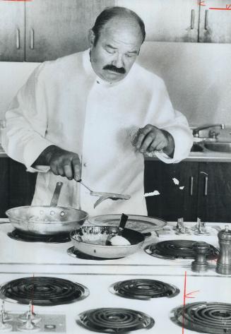 Jean Troisgros lifts the salmon gently from the pan as he prepares his favorite recipe salmon with sorrel sauce, in The Star Kitchen. Jean says having(...)