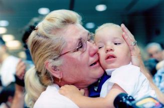 Benjamin Caldecott, 2 meets grandmother Helen Kay