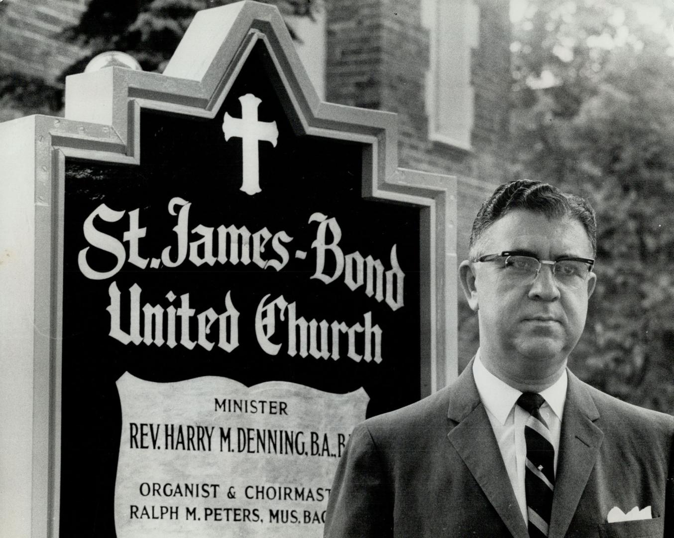 Rev. Harry Denning before this church, Its name is just a coincidence