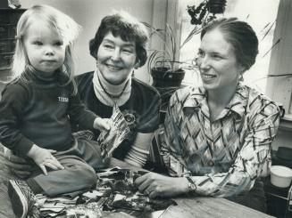 The day her daughter was born, Kay Metcalf, centre, turned her face to the wall and wept - when they met again 30 years later the baby was Pat Ohlendorf, right, with a daughter, Tessa, of her own