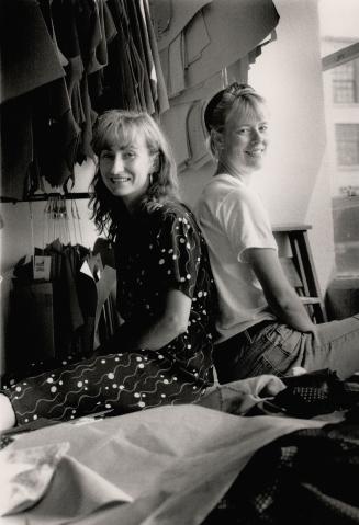 Designers: Above, Judy Cornish, right, and Joyce Gunhouse mix '40s elegance with bad boy tattoo images in their new fall line