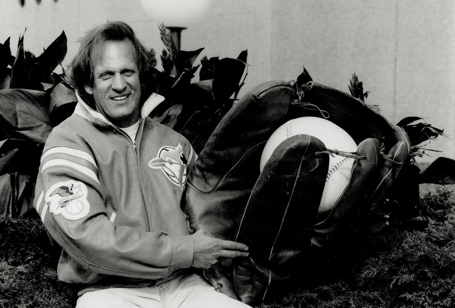 True blue fan. Designer Roger Edwards models the Blue Jays Jacket he designed for Shain of Canada. The Jacket, with raised Jays logos on the breast an(...)