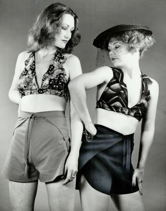 In halters: Designer Harron, left, matches them with shorts