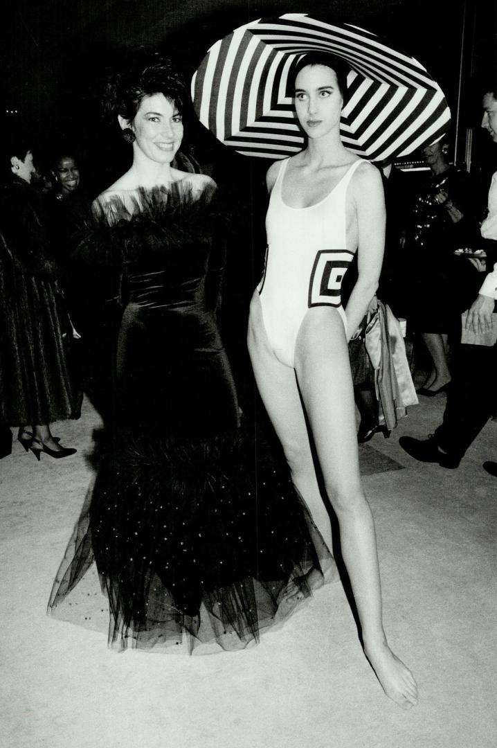 Above, Sea Queen designer Zita Harper stands beside model Idanna in one of Harper's suits