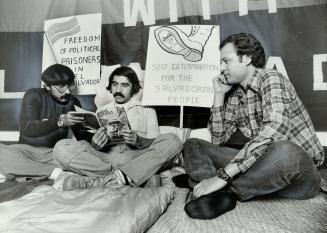 Hunger Strike, Pedro Rojas (left), Oscar Castro and Manuel Zapata (right) are taking part in a hunger strike at Bathurst United Church to protest the (...)