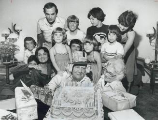 Birthday boy: Clement Ferreira's wife Carmen, and his children and grandchildren help him celebrate