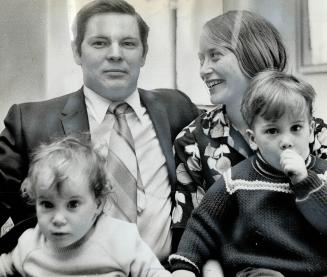 Winner of the $50,000 first prize in the Art Gallery of Ontario lottery, Michael Brebner of Mississauga stands with his family - wife Margot, daughter(...)