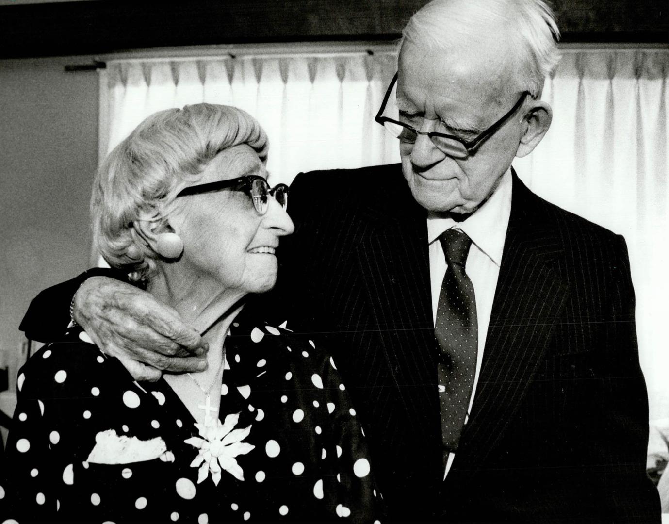 Coming up diamonds: Findlay Crosgrey, 96, and wife, Hilda, 95, are celebrating their 75th wedding anniversary today at the Guildwood Villa Nursing Home in Scarborough