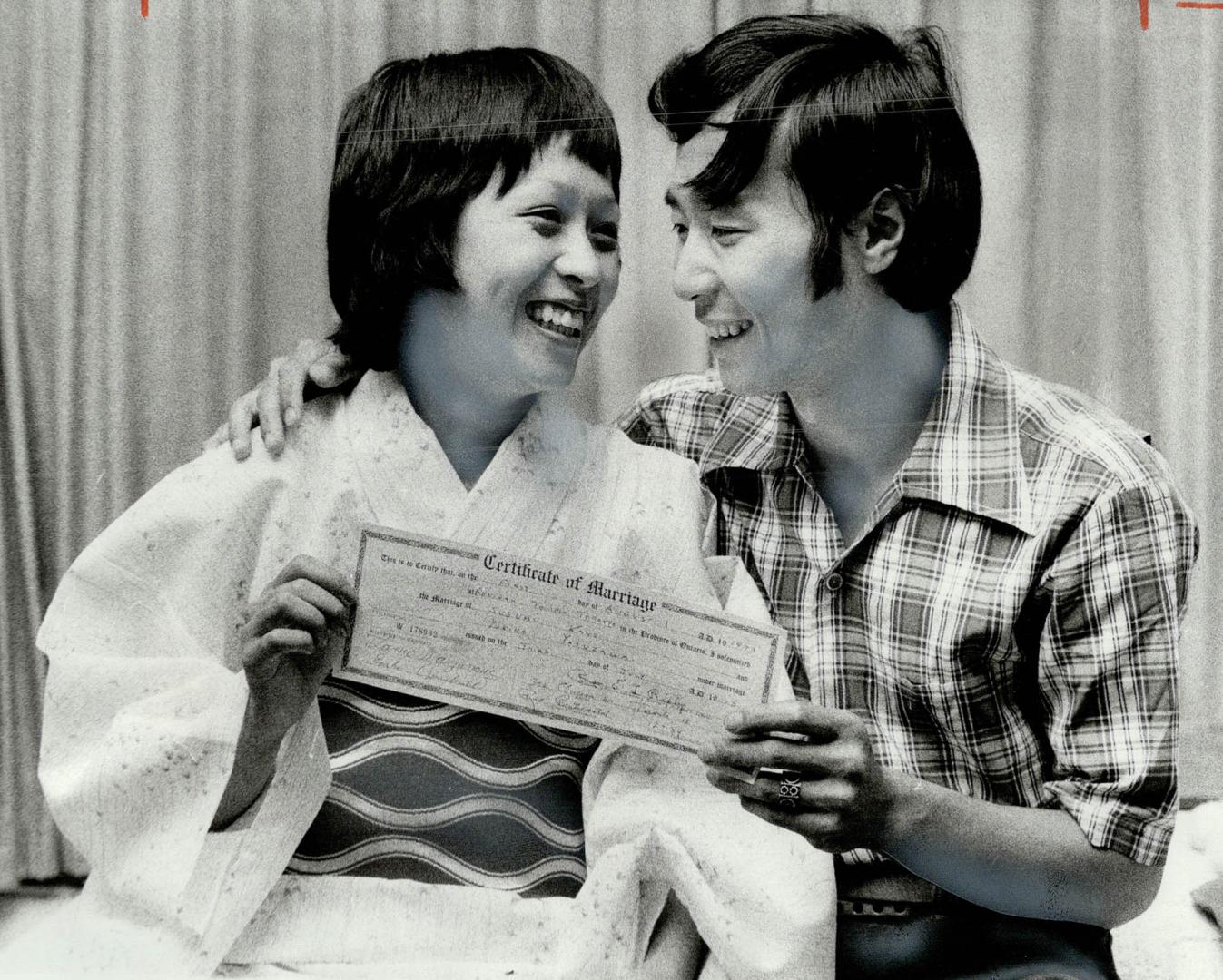 Yukiko (left) and Susumu Kano are married now-but the wedding was two days late because the minister was at his cottage, the date forgotten, and had t(...)