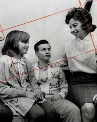 Mrs. Arthur Van Zandt with Garry, 16, Barbara, 9, Owen Sound father gets home for short visit