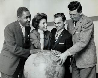 Global thoughts of Operation Crossroads, Africa occupy missionaries Vern Hutson, Audrey McKim, Norm Salt and Jim Stockton. Project will take 34 Canadi(...)