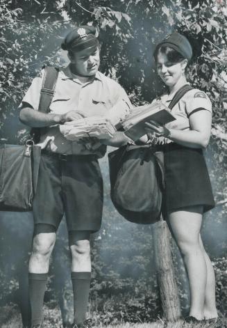 The new look for posties, Postman David Dorge wears shorts on his route today, now that Postmaster-General Andre Ouellet has given them his approval f(...)