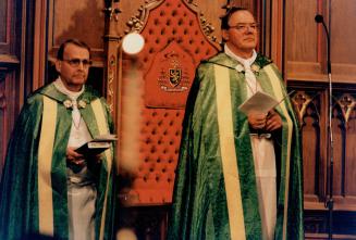Bishop Terence Finlay (L) Archbishop Aloysius Ambrozic (R)